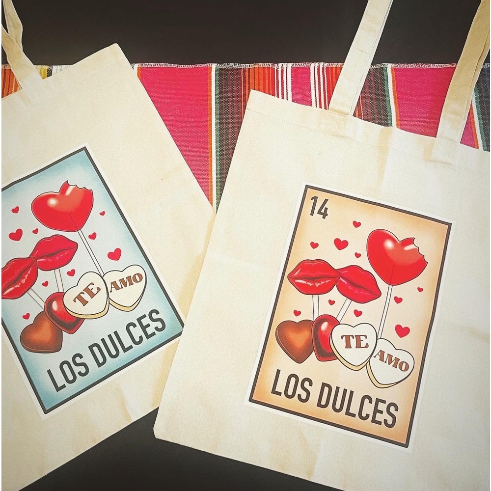 Mexican Valentine Loteria Tote Bags 💘